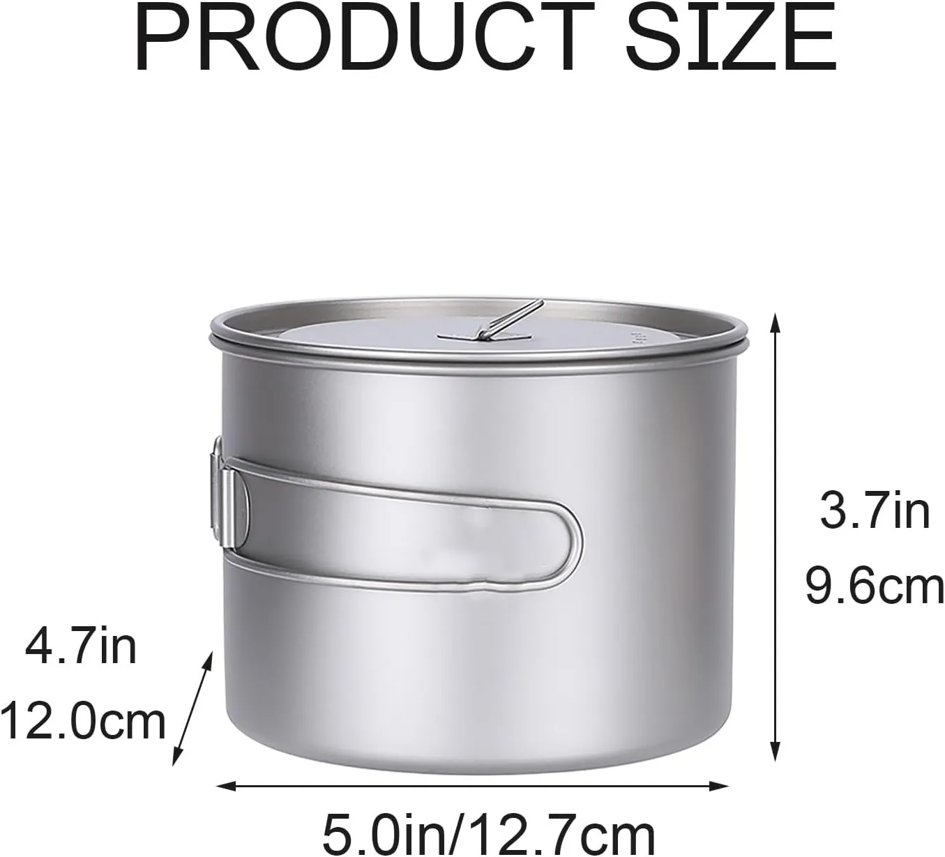 Titanium Camping Cookware, Ultralight Camping Pot with Folding Handle and Lid, Camping Pan for Hiking, Traveling, and Picnic