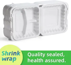 To Go Containers, Reusable 55 Pack BPA Free 3 Compartment Food Container 34 oz MFPP Clamshell Take Out Boxes