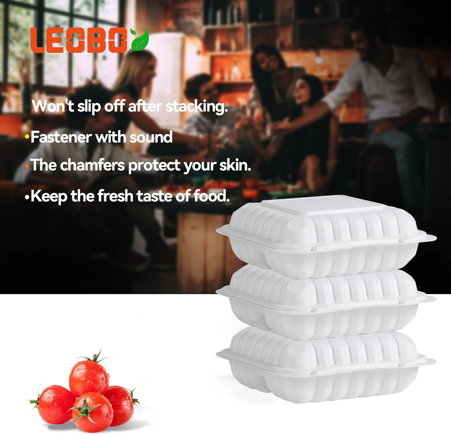 To Go Containers, Reusable 55 Pack BPA Free 3 Compartment Food Container 34 oz MFPP Clamshell Take Out Boxes