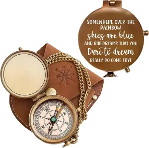 to My Love – Antique Brass Engraved Compass with Leather Case – Personalized Pocket Compass for Husband, Boyfriend, Anniversary, Wedding & Outdoor Adventures (Antique My Love-8)