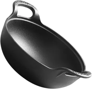 Toyvian Cast Iron Skillet Durable Non Coated Cookware with Side Handles for Outdoor Cooking Camping and Picnics Versatile Pot for Frying and Grilling