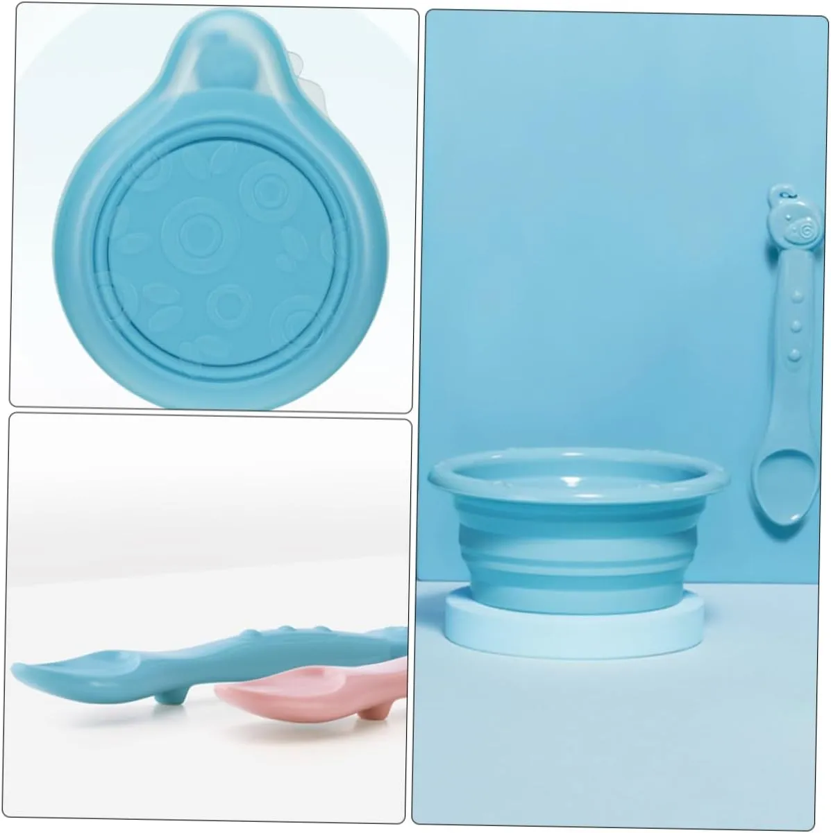 Toyvian Silicone Baby Bowl Folding Design for Baby Feeding and Storage Safe and Practical