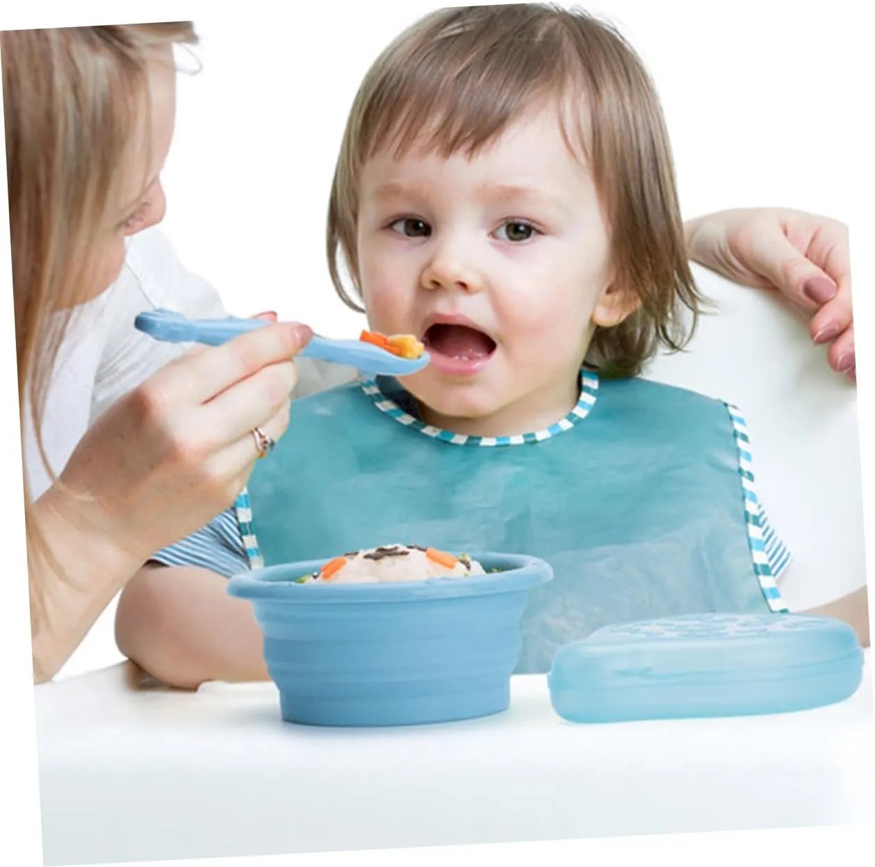 Toyvian Silicone Baby Bowl Folding Design for Baby Feeding and Storage Safe and Practical