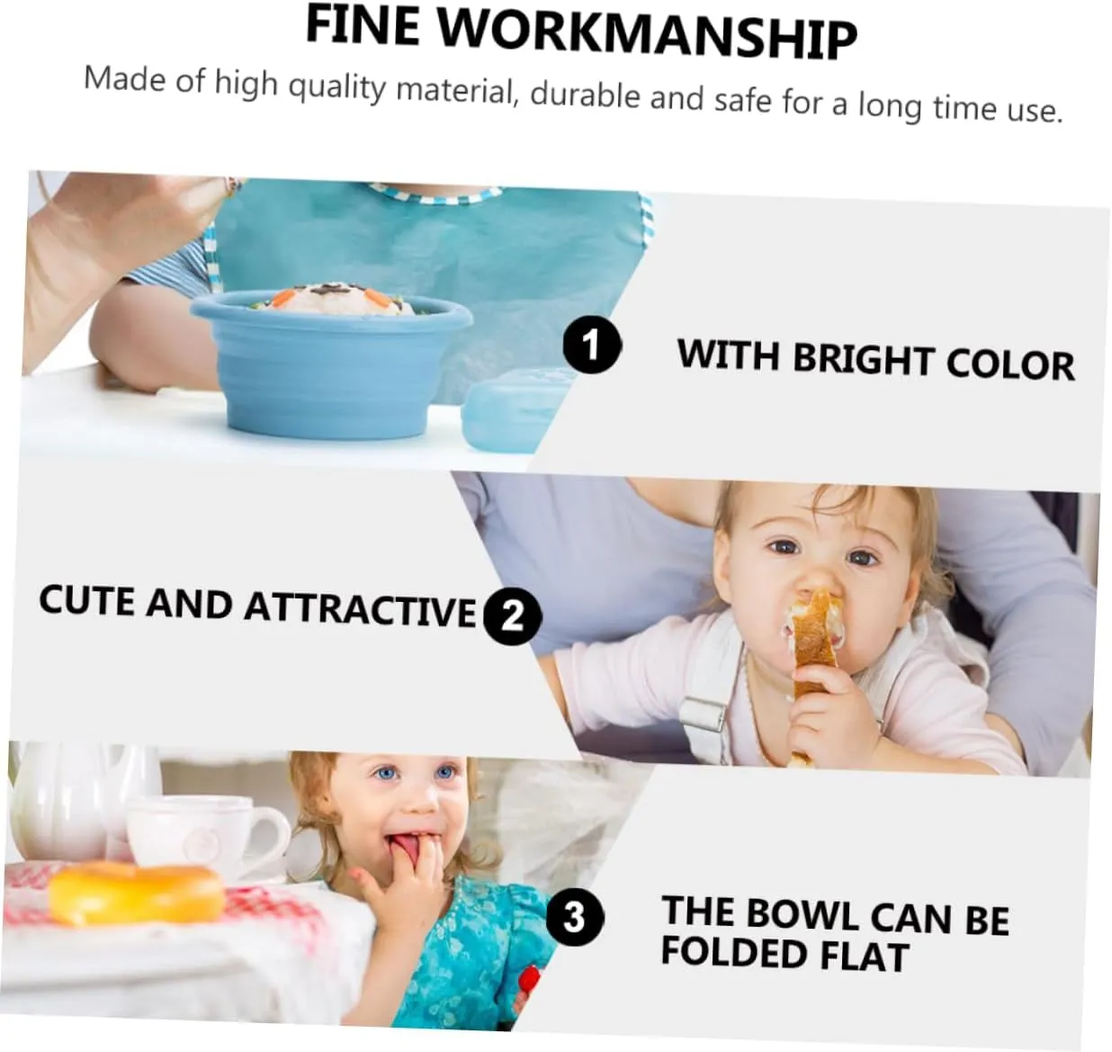 Toyvian Silicone Baby Bowl Folding Design for Baby Feeding and Storage Safe and Practical