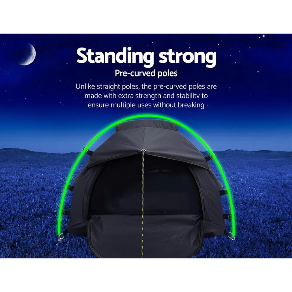 TrailVault Solo Swag Tent – Ripstop Canvas Shelter with Foam Mattress