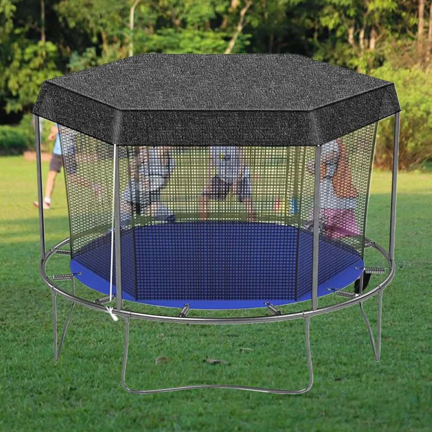 Trampoline Shade Cover - Round Sun Shade Cover for 6ft, 8ft, 10ft, 12ft, 14ft Trampolines, Anti-UV and Weatherproof for Outdoor Play (Black 14 foot)