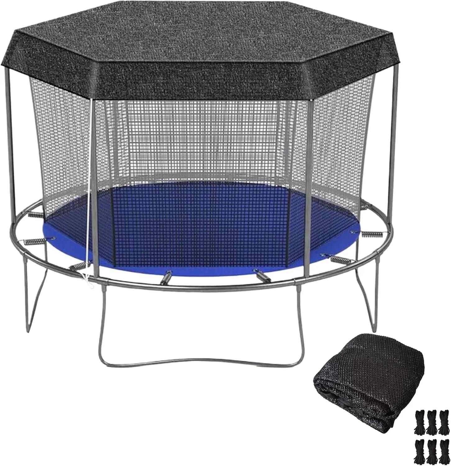 Trampoline Shade Cover - Round Sun Shade Cover for 6ft, 8ft, 10ft, 12ft, 14ft Trampolines, Anti-UV and Weatherproof for Outdoor Play (Black 14 foot)