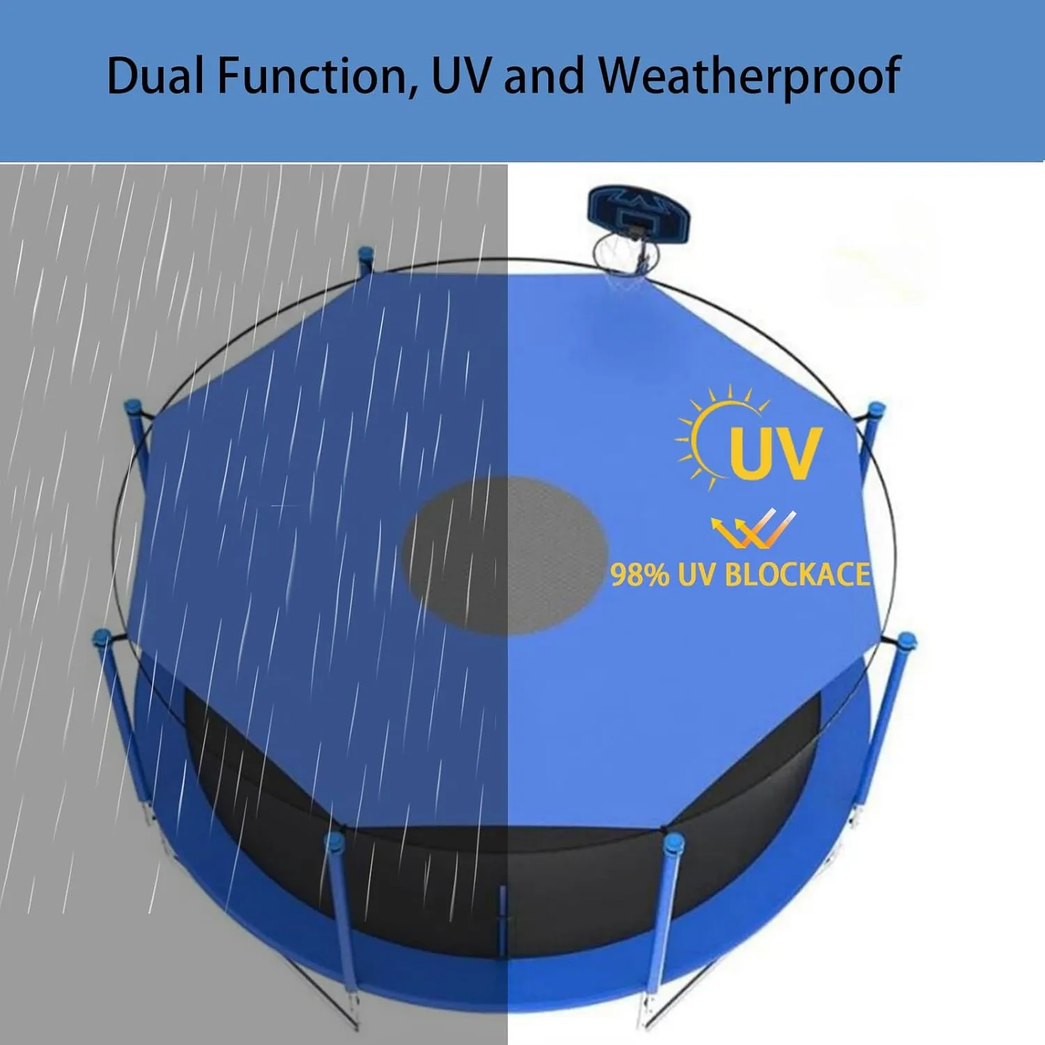 Trampoline Shade Coveruv Protection, Trampoline Sunshade Sunproof, Trampoline Tent Cover, Weatherproof Tear Resistant,10ft 8 Poles