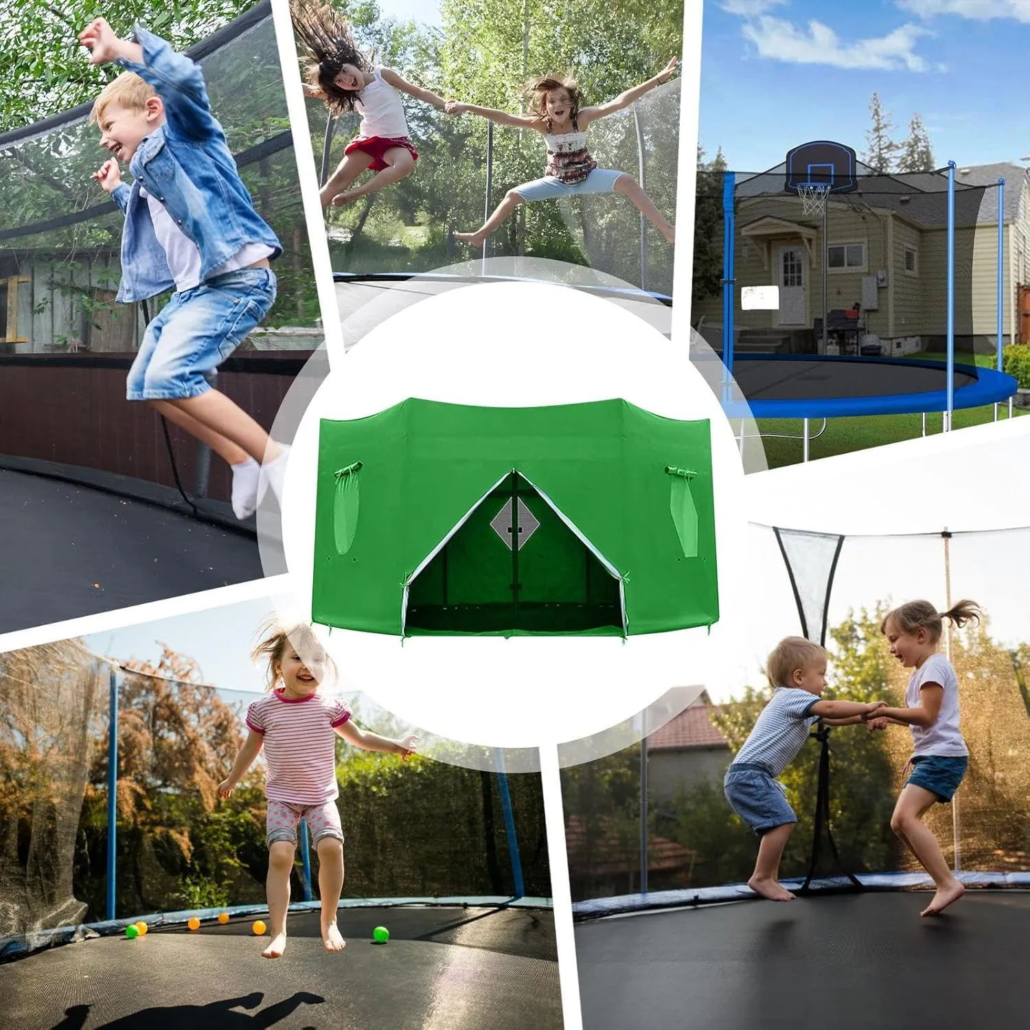 Trampoline Tent - Anti-Uv Cover | Trampoline Top Screen, Backyard Fun Sun Shelter, Shade Cover, Outdoor 6ft 8ft 10ft 12ft 14ft Sun Protection Canopy for Backyard Playground