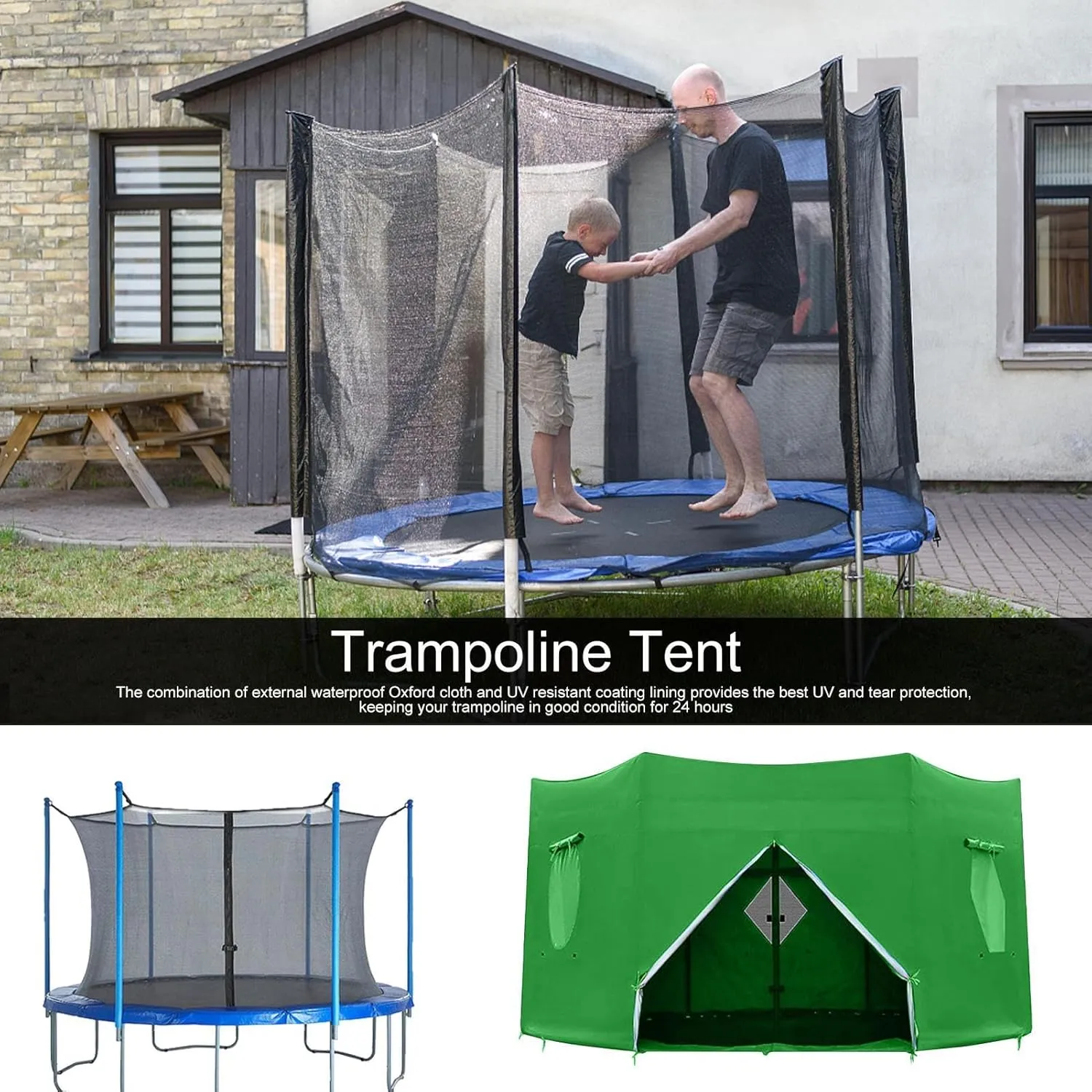 Trampoline Tent - Anti-Uv Cover | Trampoline Top Screen, Backyard Fun Sun Shelter, Shade Cover, Outdoor 6ft 8ft 10ft 12ft 14ft Sun Protection Canopy for Backyard Playground