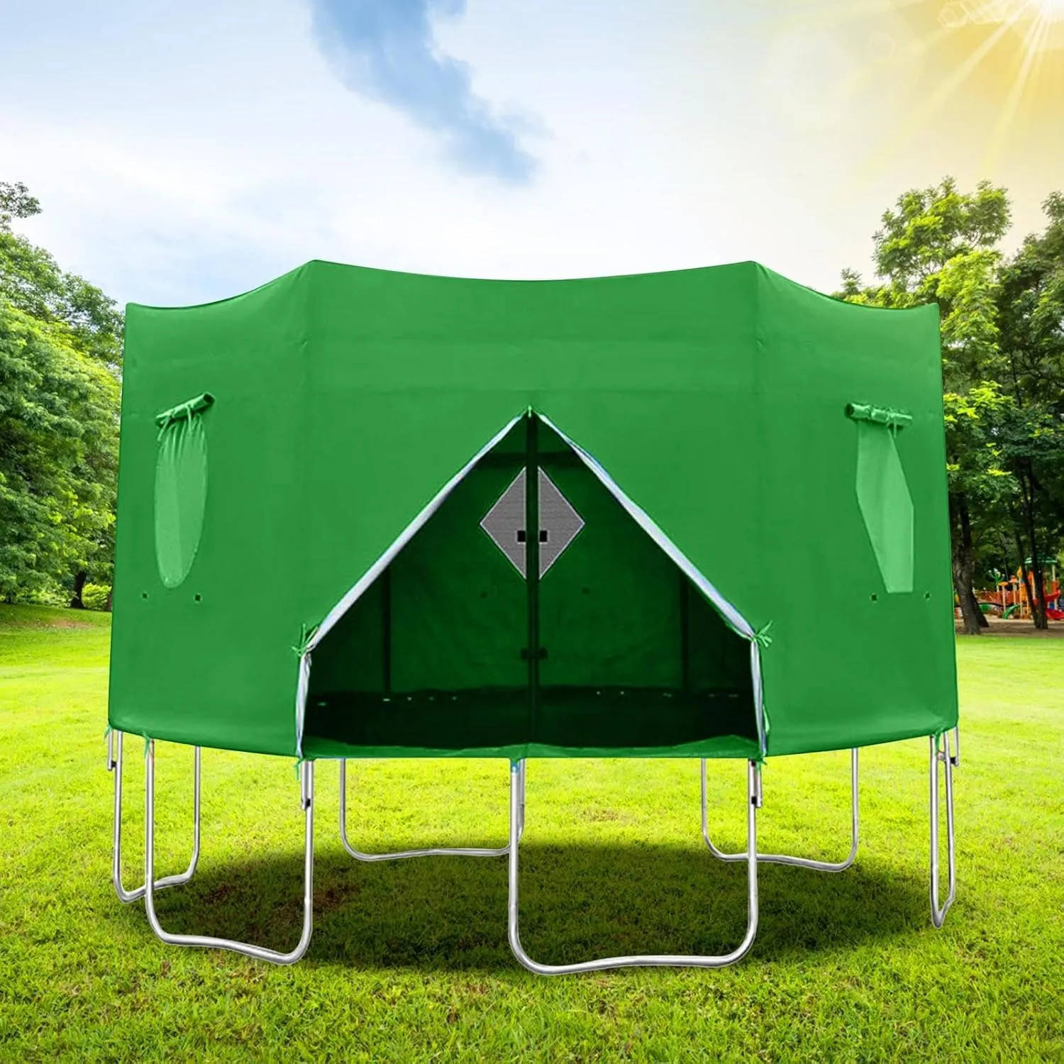 Trampoline Tent - Anti-Uv Cover | Trampoline Top Screen, Backyard Fun Sun Shelter, Shade Cover, Outdoor 6ft 8ft 10ft 12ft 14ft Sun Protection Canopy for Backyard Playground