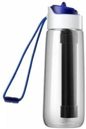 Transparent Filtering Water Bottle with Blue Lid: BPA-Free, Portable, Built-in Filter, Ideal for Outdoor Activities, Hiking, Cycling, 500ml/17oz