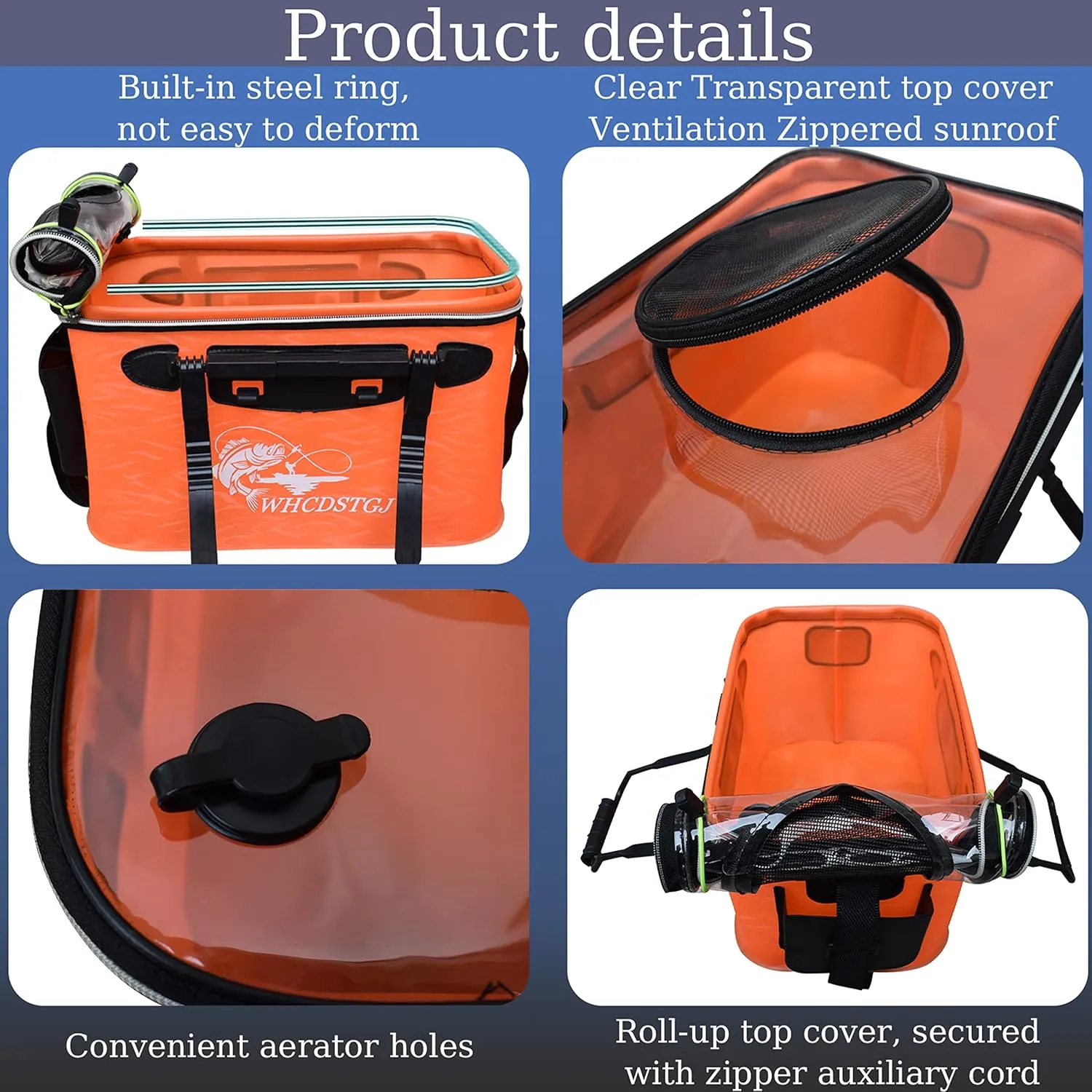 Transparent Top Cover Fishing Bucket, Foldable Fish Bait Bucket, Multifunctional Minnow Bucket, Live Fish Container, Fish Protection Bucket, Outdoor Camping Fishing Bag.