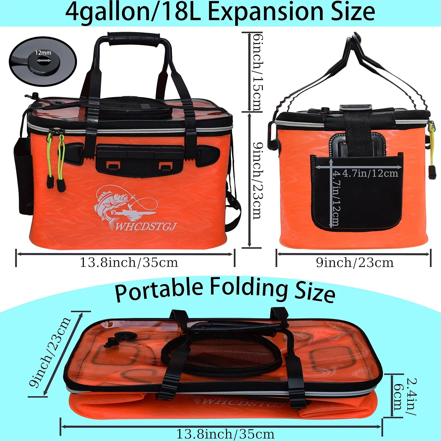 Transparent Top Cover Fishing Bucket, Foldable Fish Bait Bucket, Multifunctional Minnow Bucket, Live Fish Container, Fish Protection Bucket, Outdoor Camping Fishing Bag.