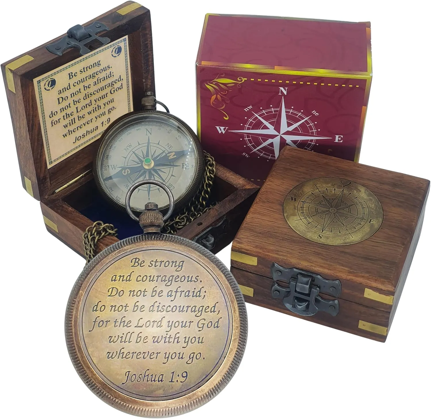 Trust in The Lord -Proverbs 3: 5-6 Quote Engraved Compass | Camping Compass Inspirational Christian Religious Gifts Men Women Catholic 2023 Graduation Gift Boys Girls