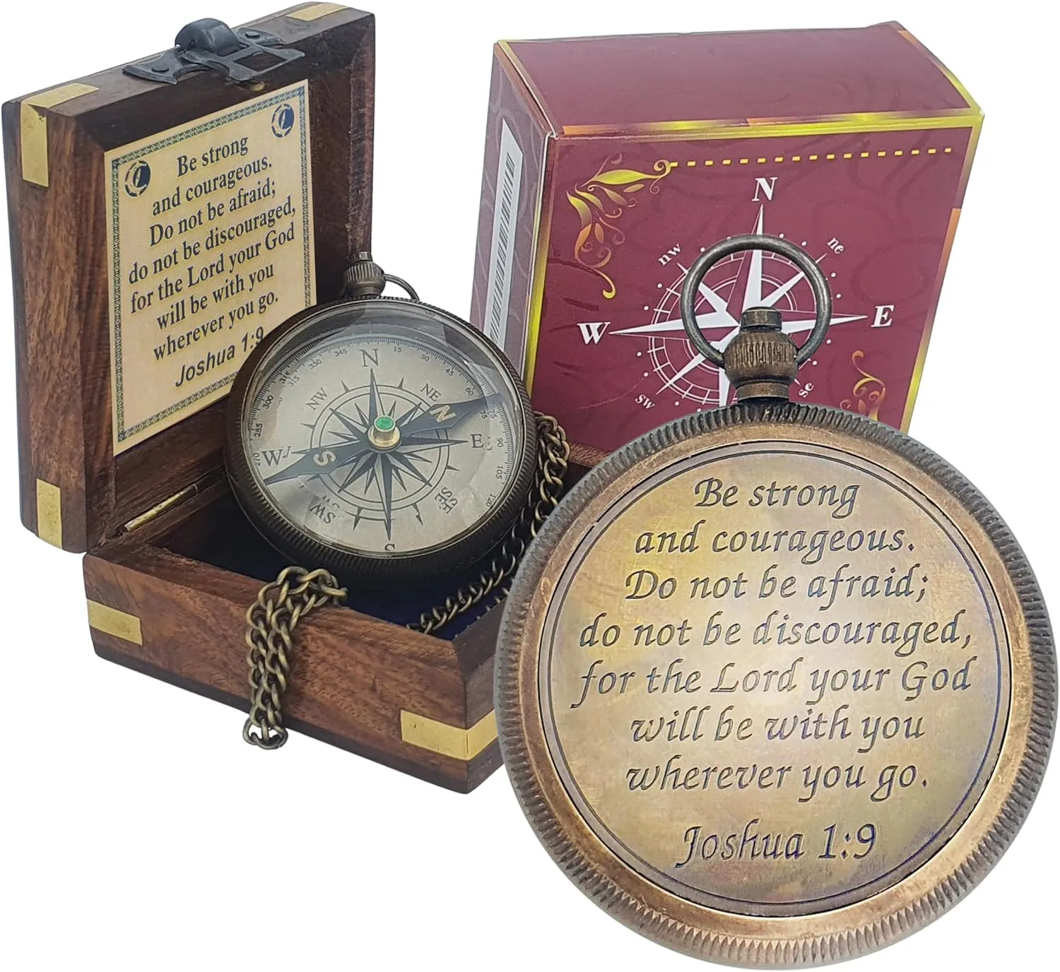 Trust in The Lord -Proverbs 3: 5-6 Quote Engraved Compass | Camping Compass Inspirational Christian Religious Gifts Men Women Catholic 2023 Graduation Gift Boys Girls