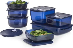 Tupperware Brand Vent ‘N Serve 7 Container Set - Prep, Freeze & Reheat Meals   Lids - Dishwasher, Microwave & Freezer Safe - BPA Free