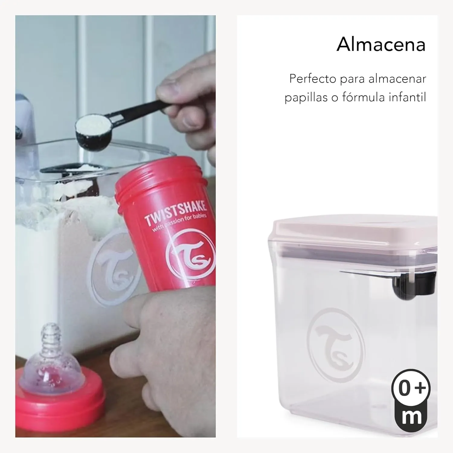 TWISTSHAKE Formula Container - 1700ml Formula Dispenser with Scoop and Scraper, Milk Powder Container with Lids, BPA-Free Airtight Formula Storage Container - Transparent