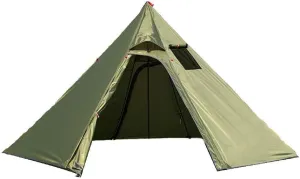 Ultralight 2 Person Tipi Hot Tent with Fire Retardant Stove Jack for Flue Pipes with 2 Doors Army Green