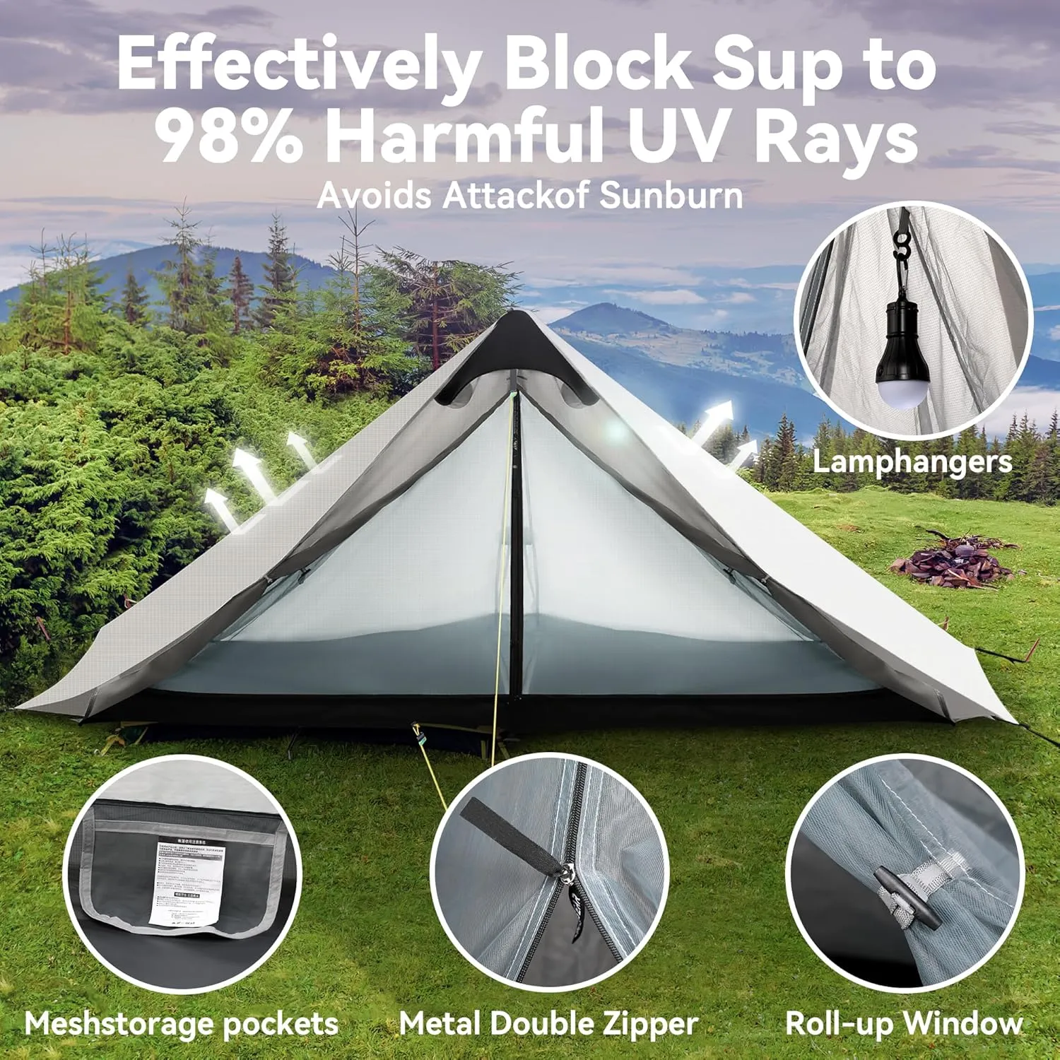 Ultralight Tent 3-Season Backpacking Tent 1 Person/2 Person Camping Tent, Outdoor Lightweight LanShan Camping Tent Shelter, Perfect for Camping, Trekking, Climbing, Hiking