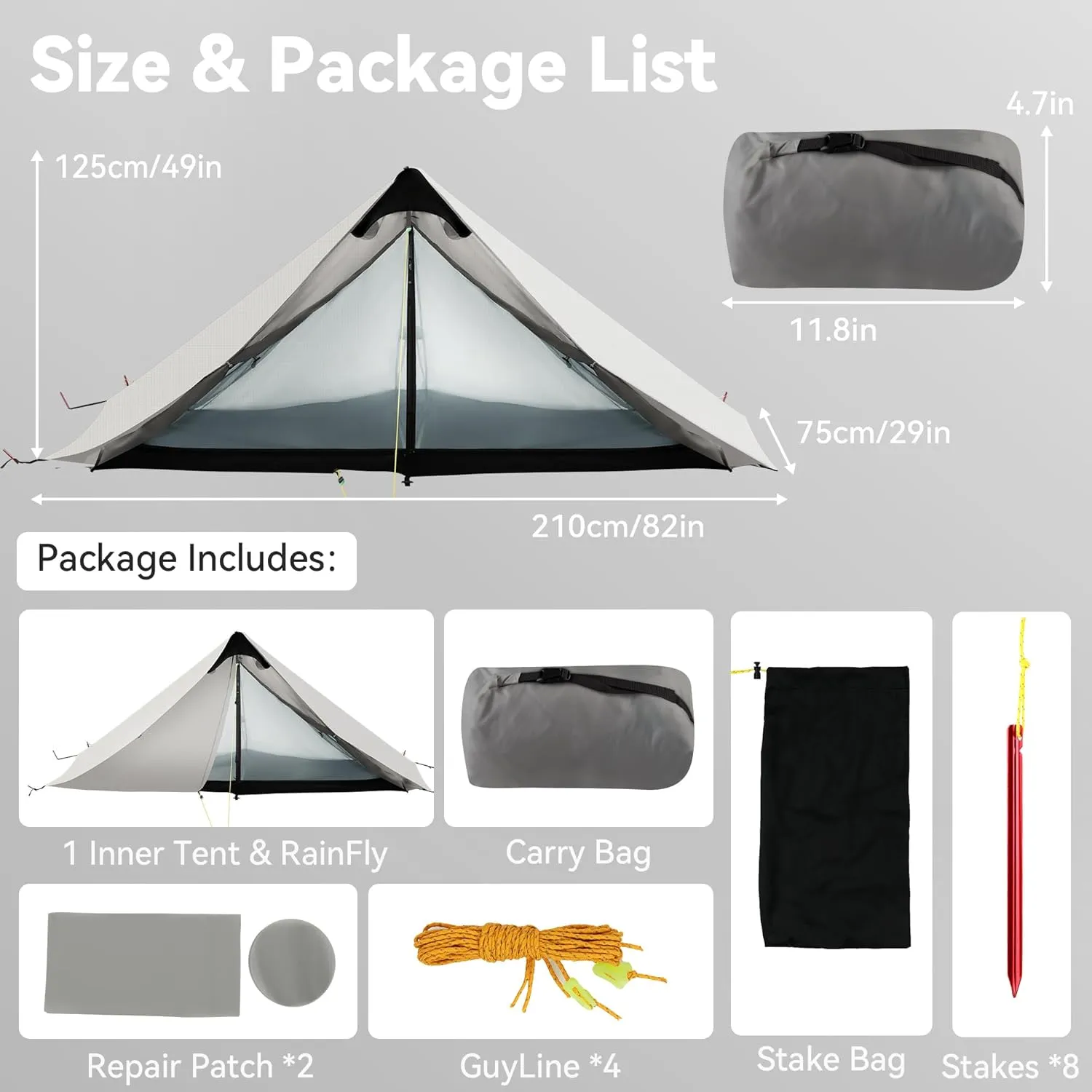 Ultralight Tent 3-Season Backpacking Tent 1 Person/2 Person Camping Tent, Outdoor Lightweight LanShan Camping Tent Shelter, Perfect for Camping, Trekking, Climbing, Hiking