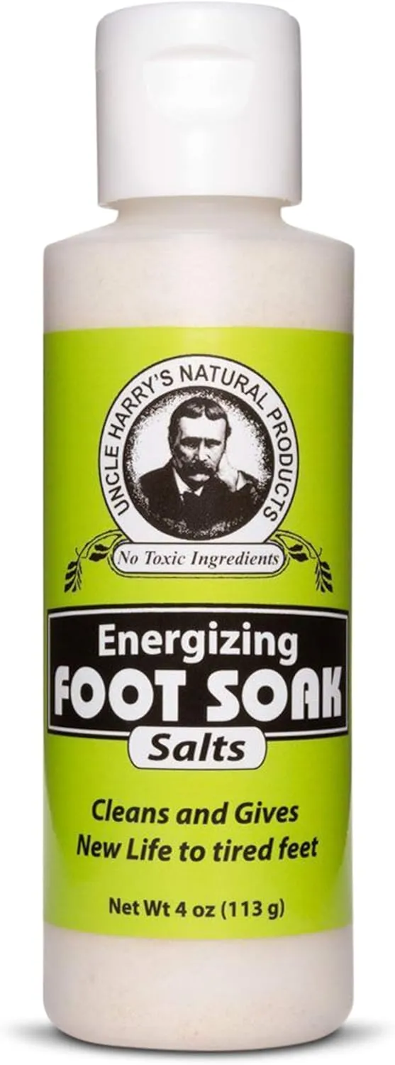 Uncle Harry's Natural Pedicure Foot Soak Bath Salts | Athletes Foot Detox & Dry Feet Treatment | Epsom Salts for Soaking Feet with Eucalyptus & Peppermint | Vegan Pedicure Supplies (4 oz)