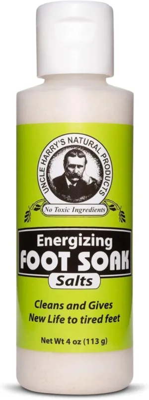 Uncle Harry's Natural Pedicure Foot Soak Bath Salts | Athletes Foot Detox & Dry Feet Treatment | Epsom Salts for Soaking Feet with Eucalyptus & Peppermint | Vegan Pedicure Supplies (4 oz)