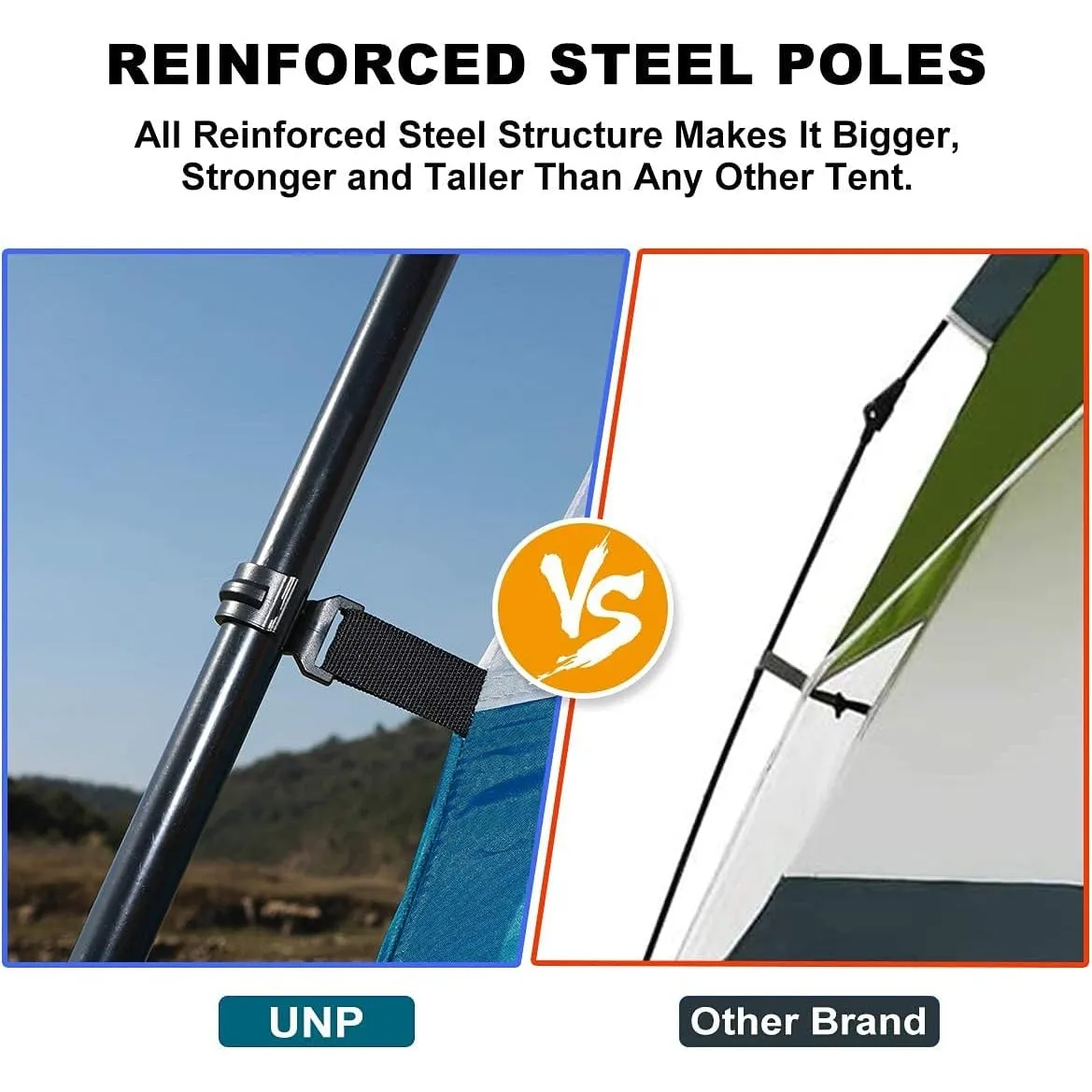 UNP Tents 6 Person Waterproof Windproof Easy Setup,Double Layer Family Camping Tent with 1 Mesh Door & 5 Large Mesh Windows -10'X9'X78in(H)