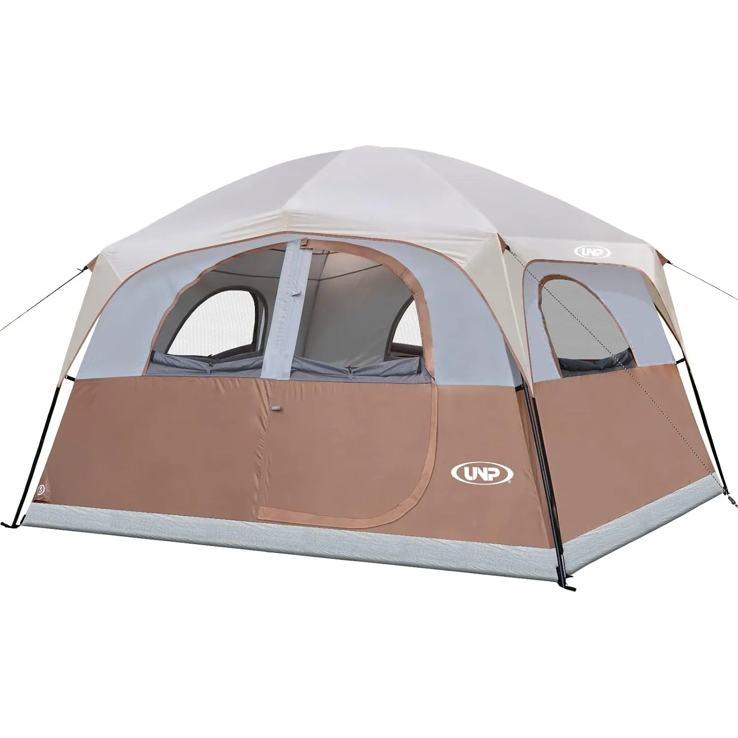 UNP Tents 6 Person Waterproof Windproof Easy Setup,Double Layer Family Camping Tent with 1 Mesh Door & 5 Large Mesh Windows -10'X9'X78in(H)