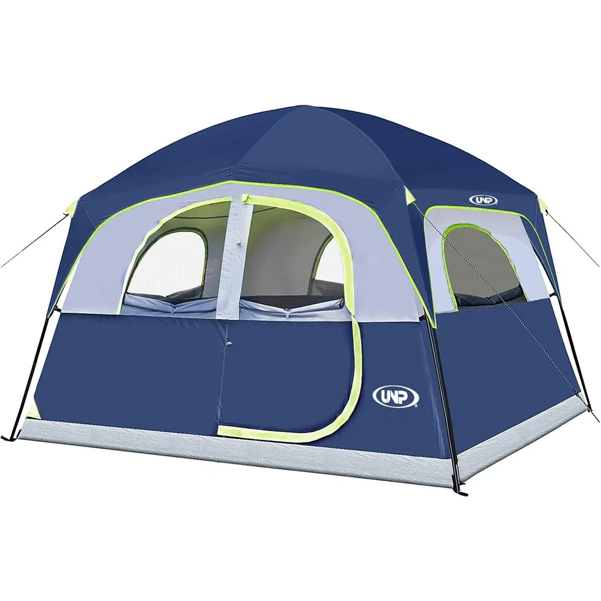 UNP Tents 6 Person Waterproof Windproof Easy Setup,Double Layer Family Camping Tent with 1 Mesh Door & 5 Large Mesh Windows -10'X9'X78in(H)