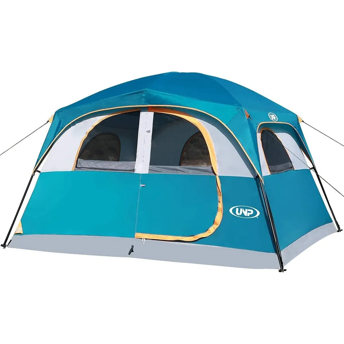 UNP Tents 6 Person Waterproof Windproof Easy Setup,Double Layer Family Camping Tent with 1 Mesh Door & 5 Large Mesh Windows -10'X9'X78in(H)