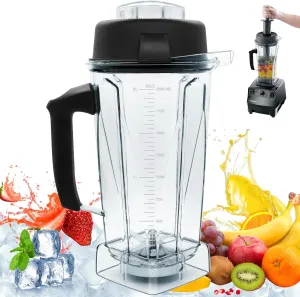 Upgrade For 64oz Vitamix Blender Pitcher with Tamper, Replacement for Vitamix 5200 5300 6000 6300 6500 5000 5500 7500 4500 A2300 et cetera For Vitamix Blender Container Jar Cup, 1 Year Manufacturer