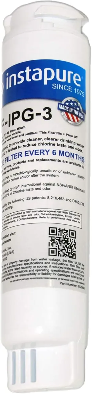 USA Made MSWF Compatible by Instapure NSF/ANSI Certified 42, 53, P473, 401 for CTO, Lead, PFOA/PFOS, Pharmaceuticals the Instapure REF-IPG-3 ULTRA filter fits GE AP3997949 & more