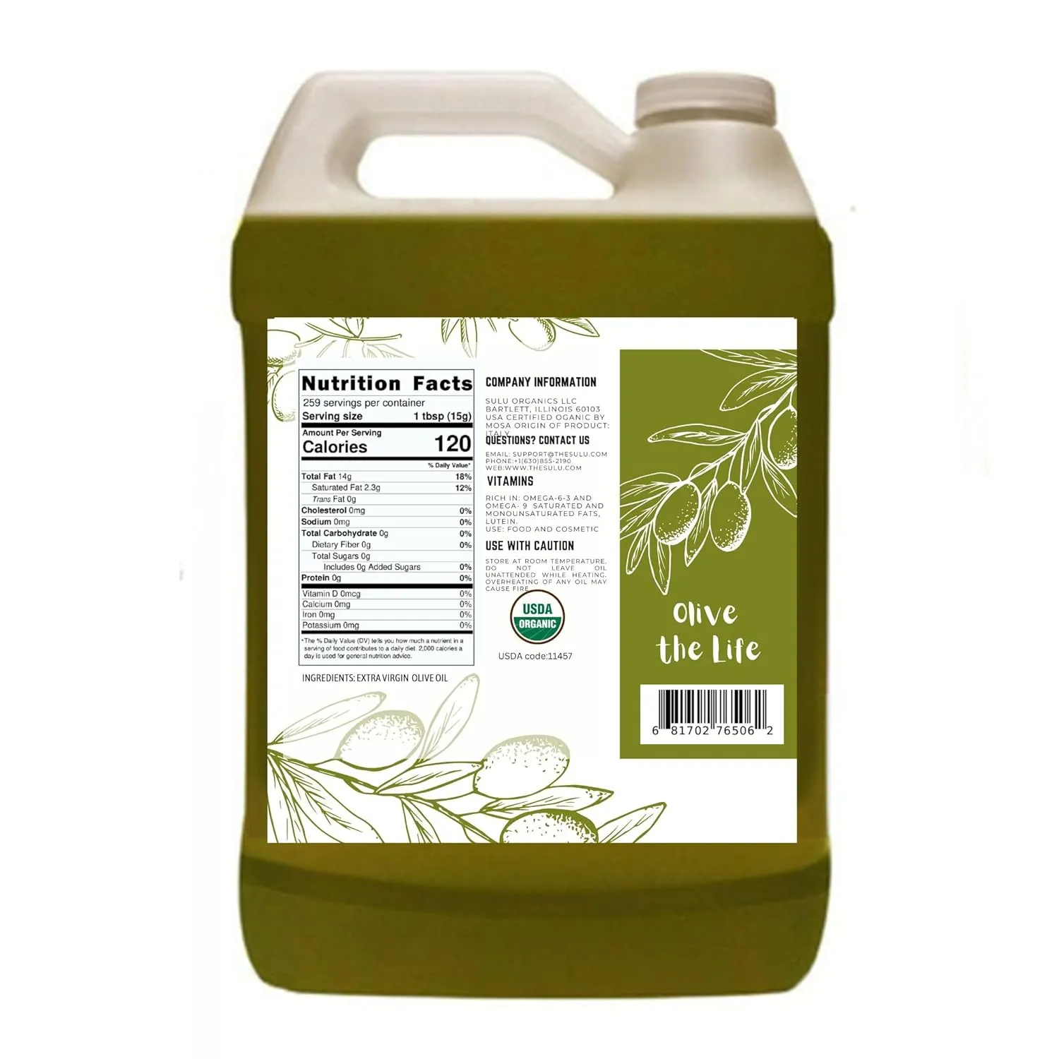 USDA Organic Extra Virgin Cold Pressed Olive Oil (1 Gallon/128 fl.oz)