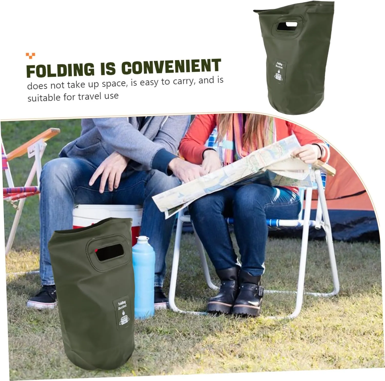 VANZACK Collapsible Camping Trash Bin 15l Outdoor Folding Bucket Versatile Water Container for Camping Bbq Beach