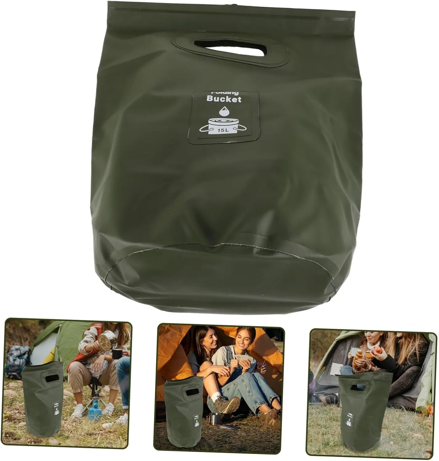 VANZACK Collapsible Camping Trash Bin 15l Outdoor Folding Bucket Versatile Water Container for Camping Bbq Beach