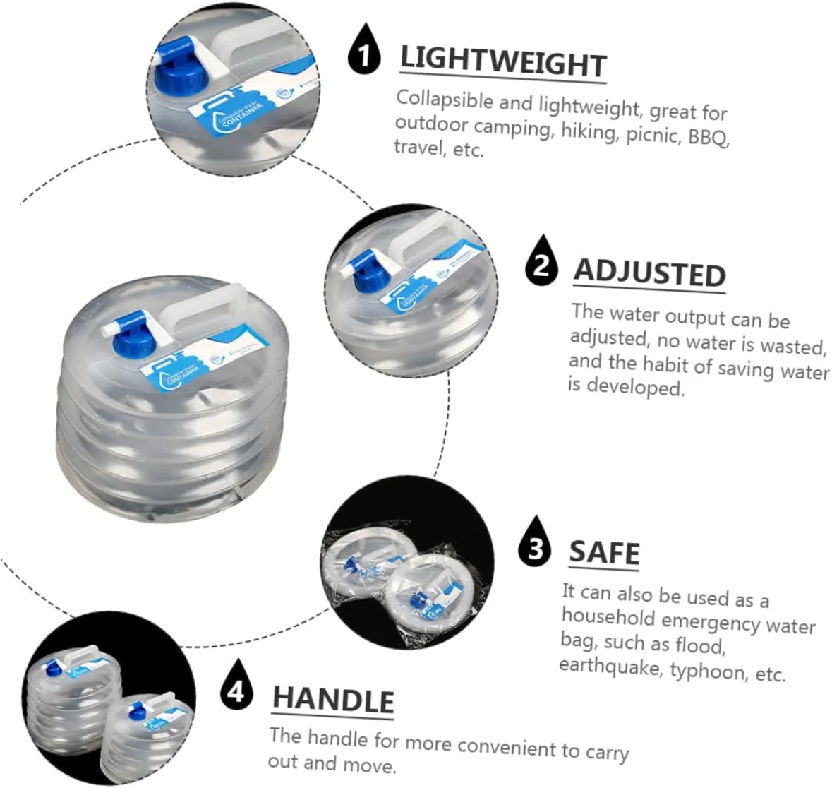 VANZACK Compact Pe Collapsible Water Bucket Outdoor Water Tank Easy to Store Perfect for Camping Hiking