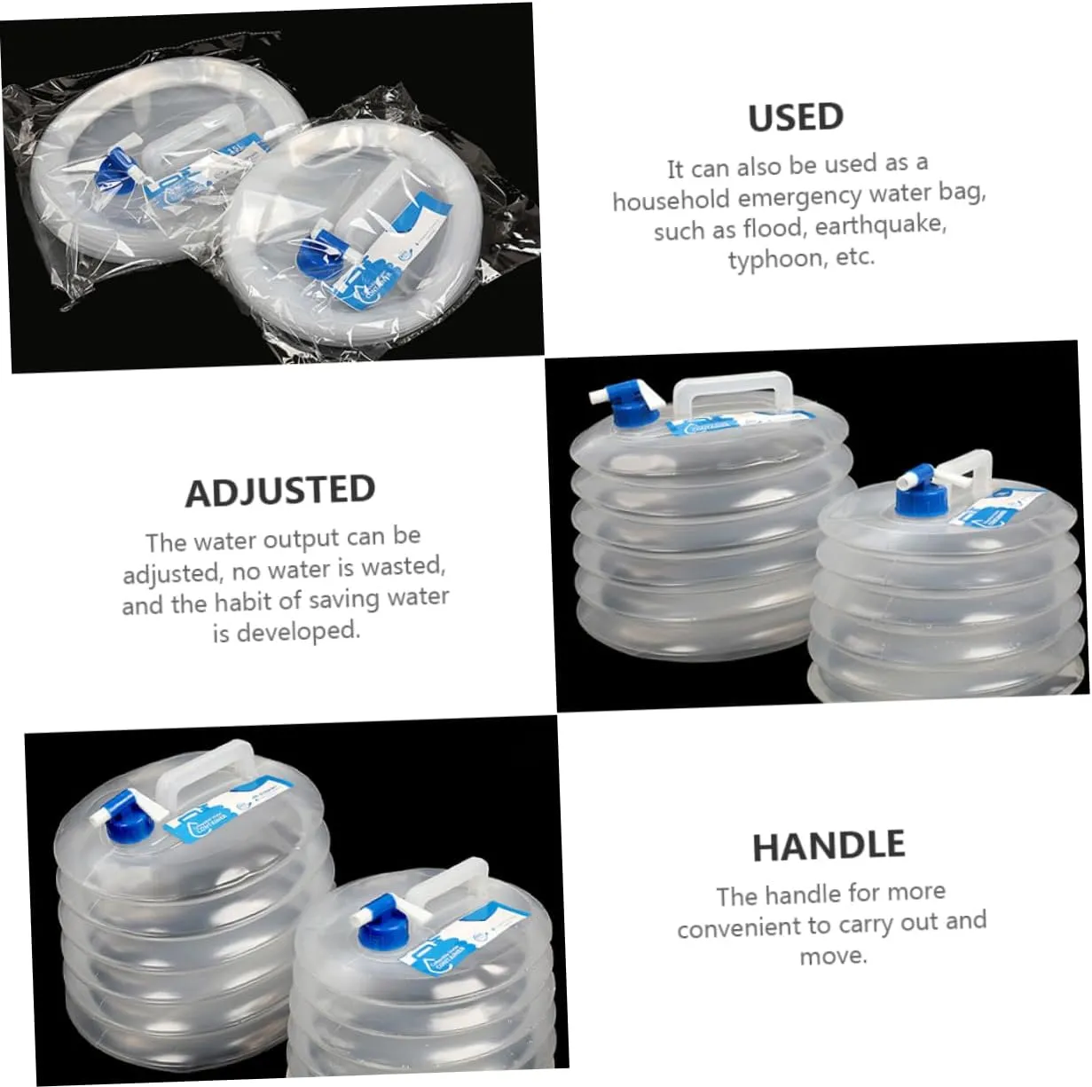 VANZACK Compact Pe Collapsible Water Bucket Outdoor Water Tank Easy to Store Perfect for Camping Hiking