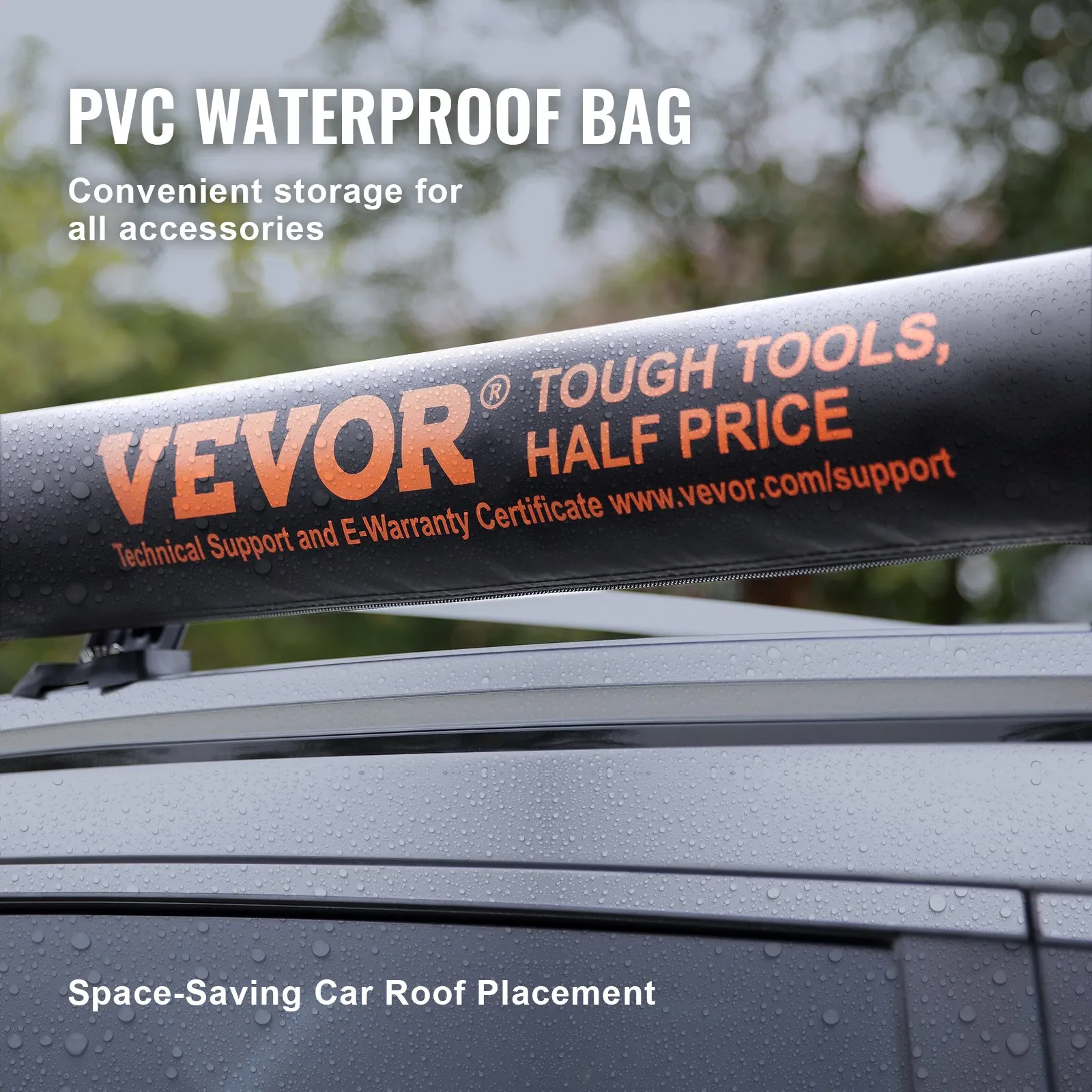 VEVOR Car Side Awning, Large 6.6' x 8.2' Shade Coverage Vehicle Awning, PU3000mm UV50  Retractable Car Awning with Waterproof Storage Bag, Height Adjustable, Suitable for Truck, SUV, Van, Campers