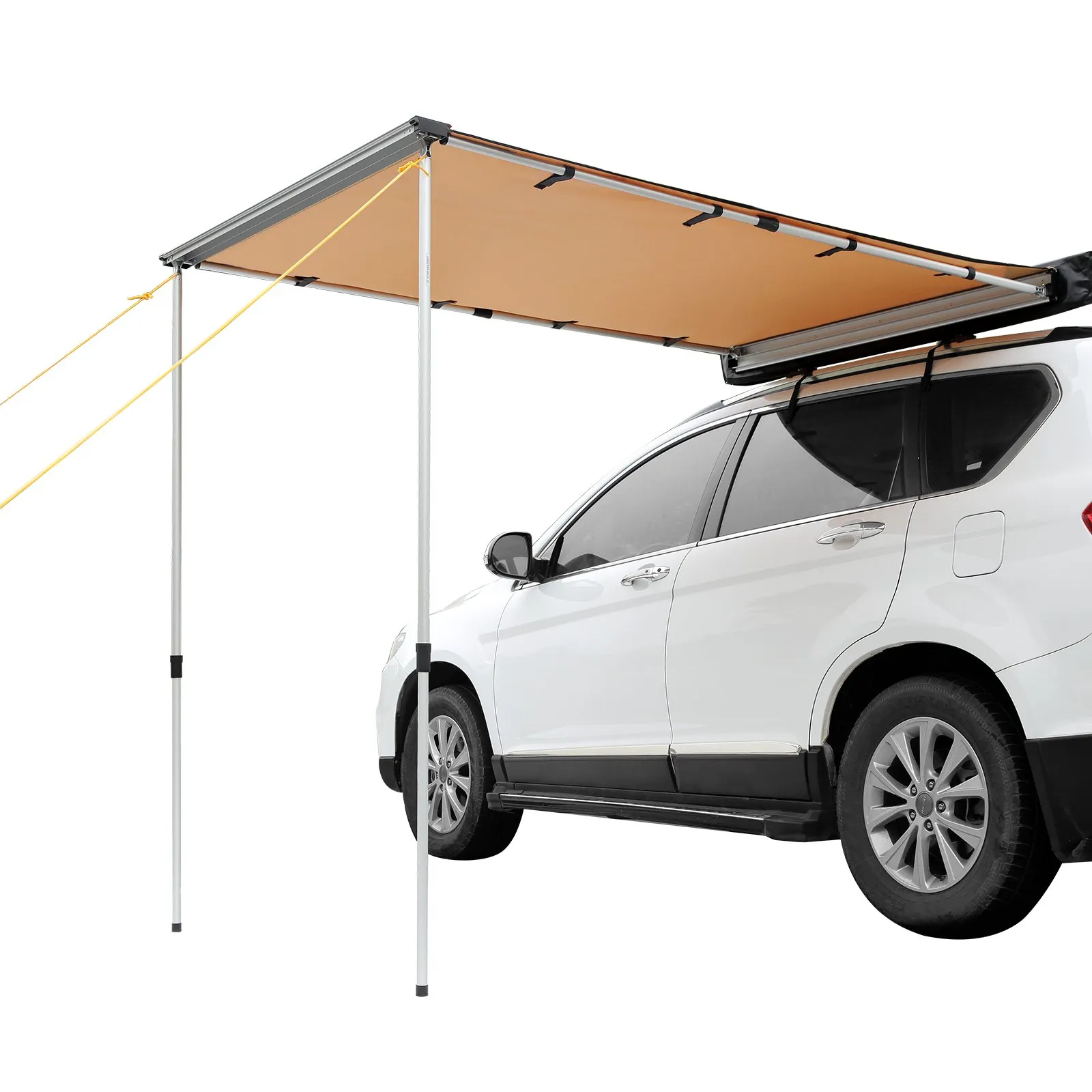 VEVOR Car Side Awning, Large 6.6' x 8.2' Shade Coverage Vehicle Awning, PU3000mm UV50  Retractable Car Awning with Waterproof Storage Bag, Height Adjustable, Suitable for Truck, SUV, Van, Campers