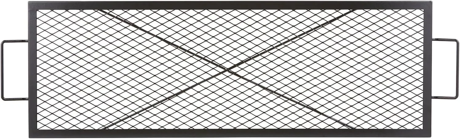 VEVOR X-Marks Fire Pit Grill Grate, Rectangle Cooking Grate, Heavy Duty Steel Campfire BBQ Grill Grid with Handle & Support X Wire, Portable Camping Cookware for Outside Party Gathering, 44 Inch Black