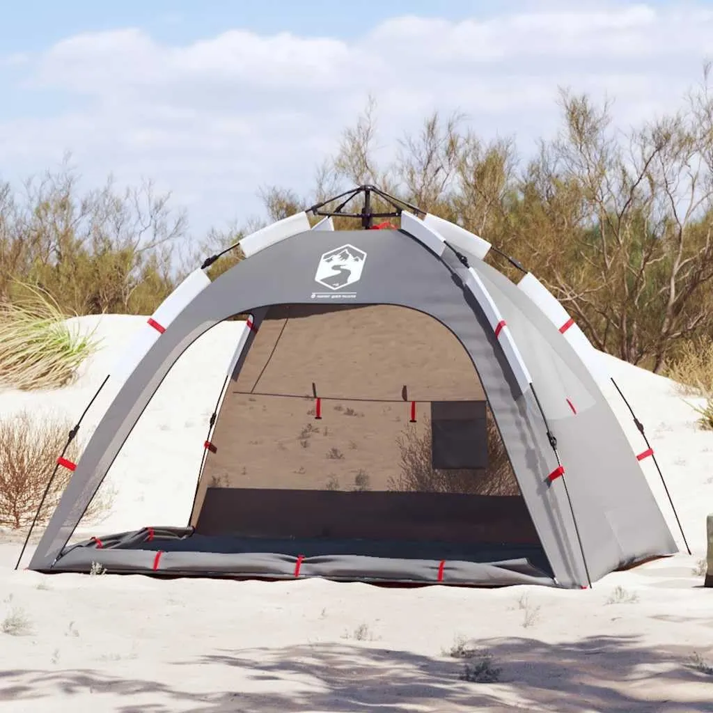 vidaXL Beach Tent 2-Person, Outdoor Shelter, Camping Tent for Garden Patio, Backpacking Tent, Beach Canopy, Gray Quick Release Waterproof