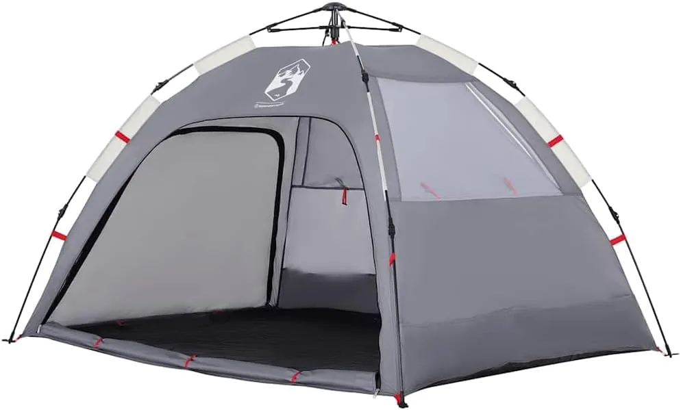 vidaXL Beach Tent 2-Person, Outdoor Shelter, Camping Tent for Garden Patio, Backpacking Tent, Beach Canopy, Gray Quick Release Waterproof