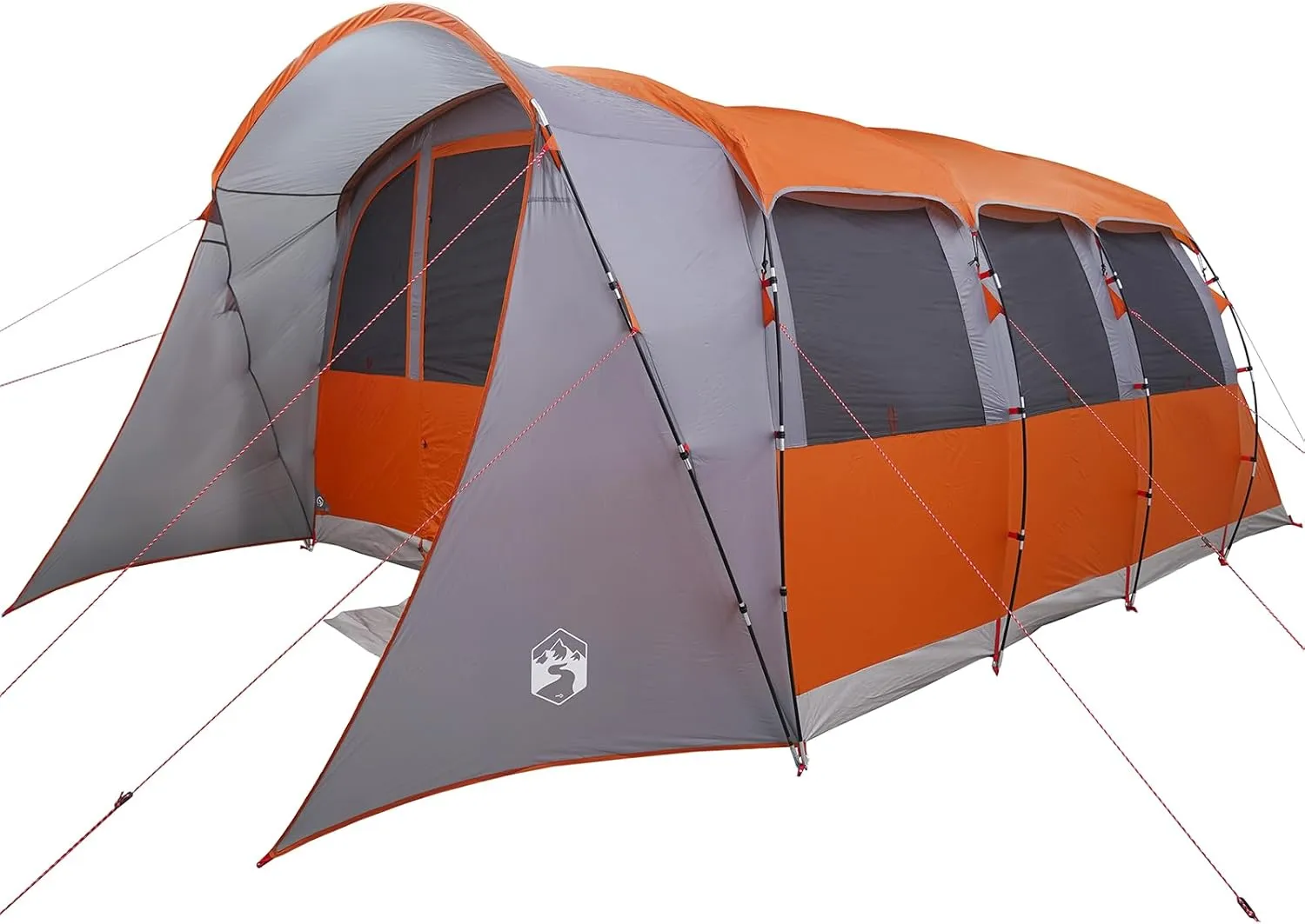 vidaXL Grey and Orange 8 Person Camping Tent with Waterproof UV Resistant Features for Outdoor Use Includes Carry Bag Ground Pegs Ropes Easy Setup Family Festival Accommodation Spacious Modern Gear