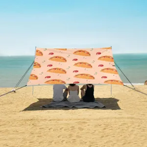 Vietnamese Rice Pancake Beach Canopy Tent Anti-UV & Wind Resistant, Camping Sun Shelter Easy Setup Portable,Outdoor Shade Tents with Sandbags,Sand Shovels,Ground Pegs & Stability Poles