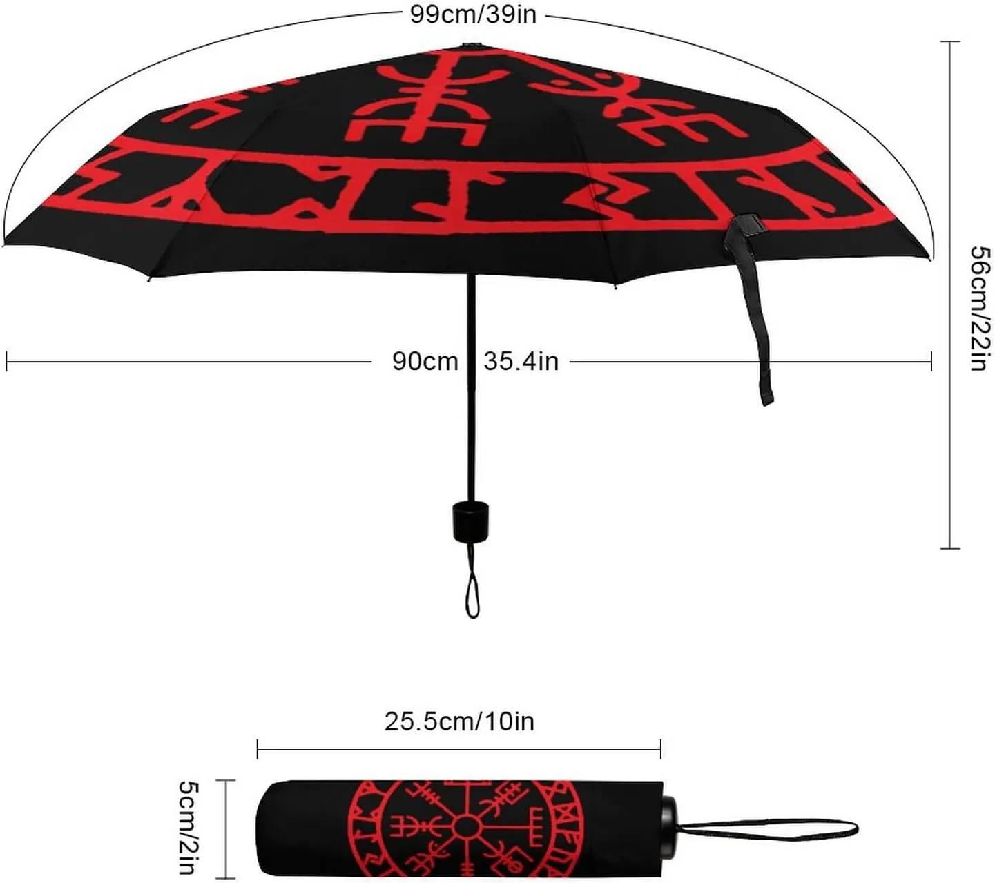 Viking Nordic Compass Travel Umbrella For UV Rain Windproof Folding Umbrellas Portable Funny