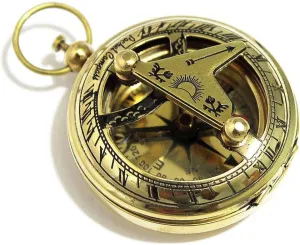 Vintage Brass Sundial Compass, Decorative Nautical Navigation Device