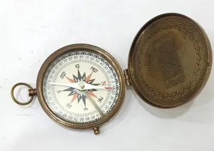 Vintage Style Brass Pocket Compass, Antique Nautical Navigation Tool, 3 Inch, with Protective Case