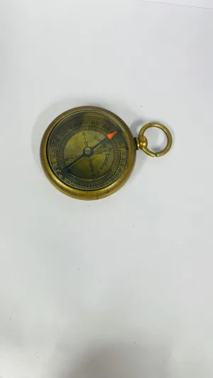 Vintage Style Brass Pocket Compass with Ring, Decorative Navigational Tool