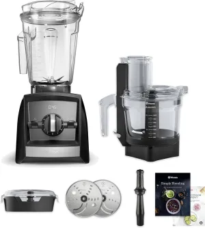 Vitamix Ascent Series A2300 SmartPrep Kitchen System with Food Processor Attachment, 64-ounce Low-Profile Container with SELF-DETECT, Black